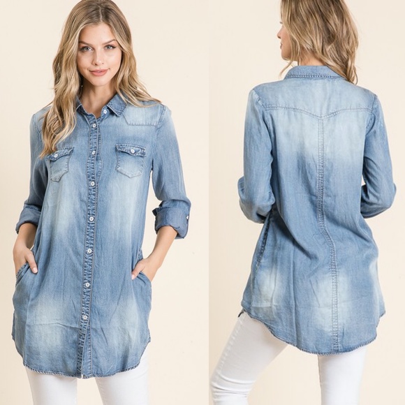 CHARLIE Button Down Denim Top/Dress - Picture 4 of 4